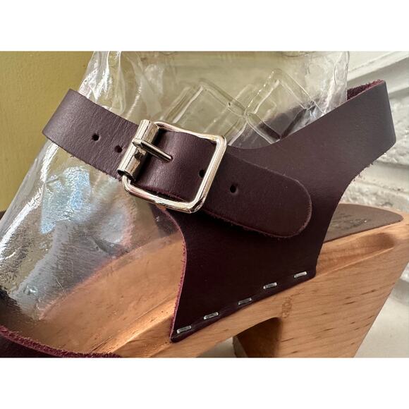 Mia ABBA Fall Clogs Slingback Heels Wine Color Wood Platform Heels sz 40 - Picture 8 of 16